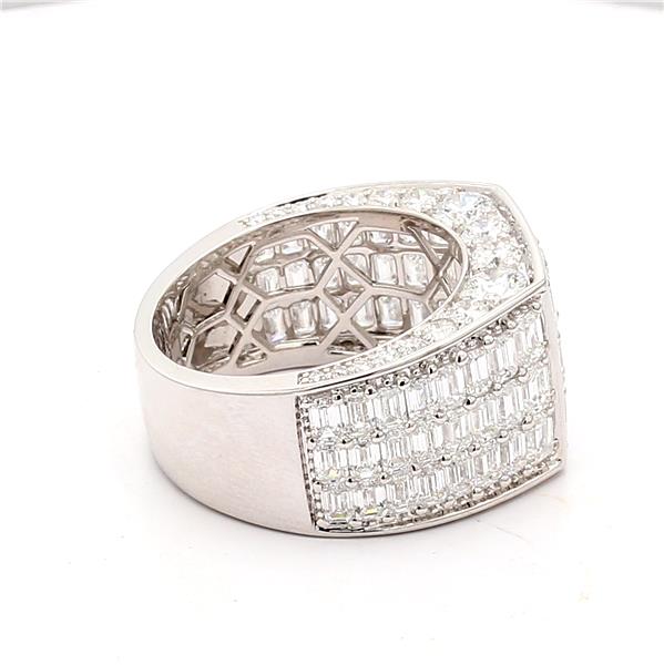 Men's 14K Gold Lab-Grown Emerald-Cut and Round Diamond Ring, 9.80 ct tw