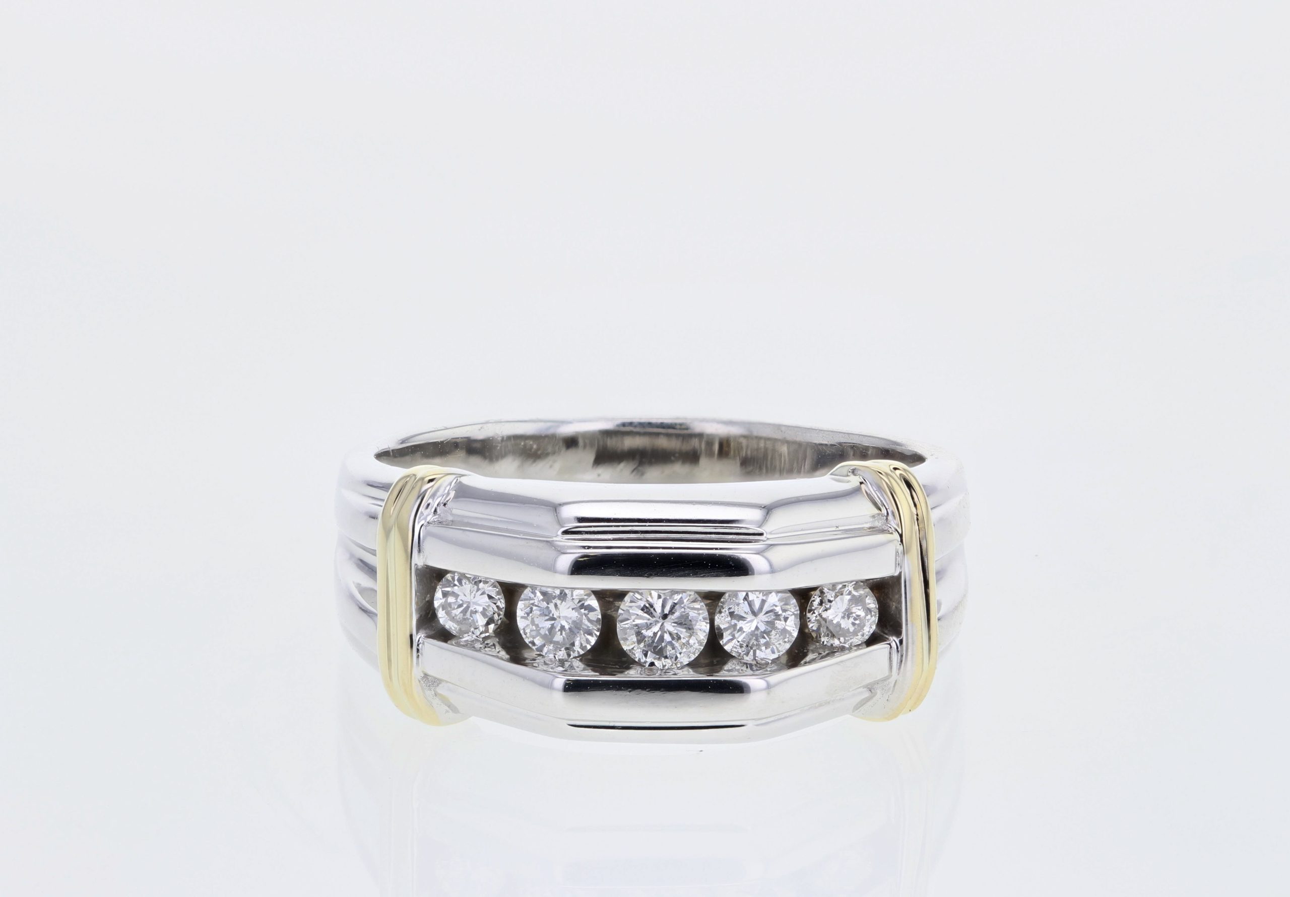Men's 14K Two-Tone Gold Five-Stone Diamond Ring, 0.50 ct tw