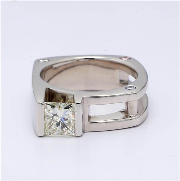 Men's 14K White Gold Princess-Cut Diamond Ring, 1.39 ct tw