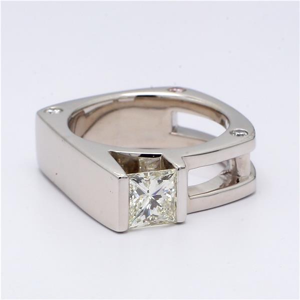 Men's 14K White Gold Princess-Cut Diamond Ring, 1.39 ct tw – view 3