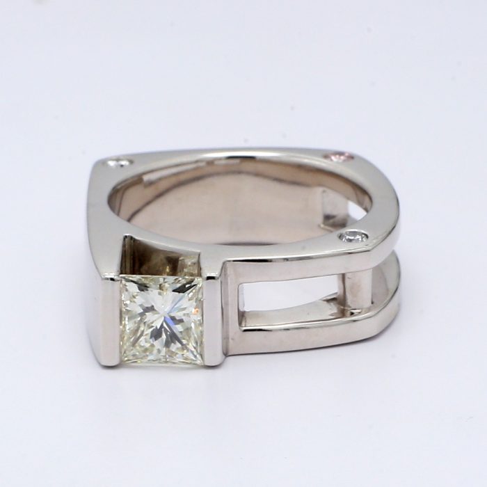 Men's 14K White Gold Princess-Cut Diamond Ring, 1.39 ct tw
