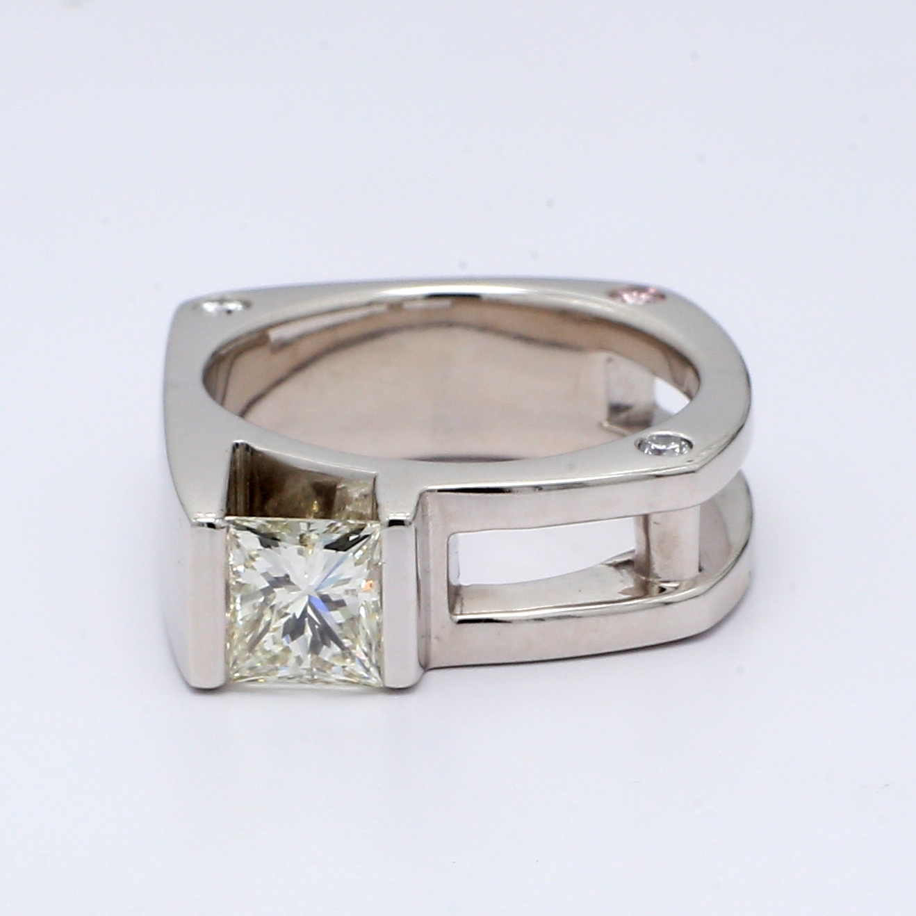Men's 14K White Gold Princess-Cut Diamond Ring, 1.39 ct tw