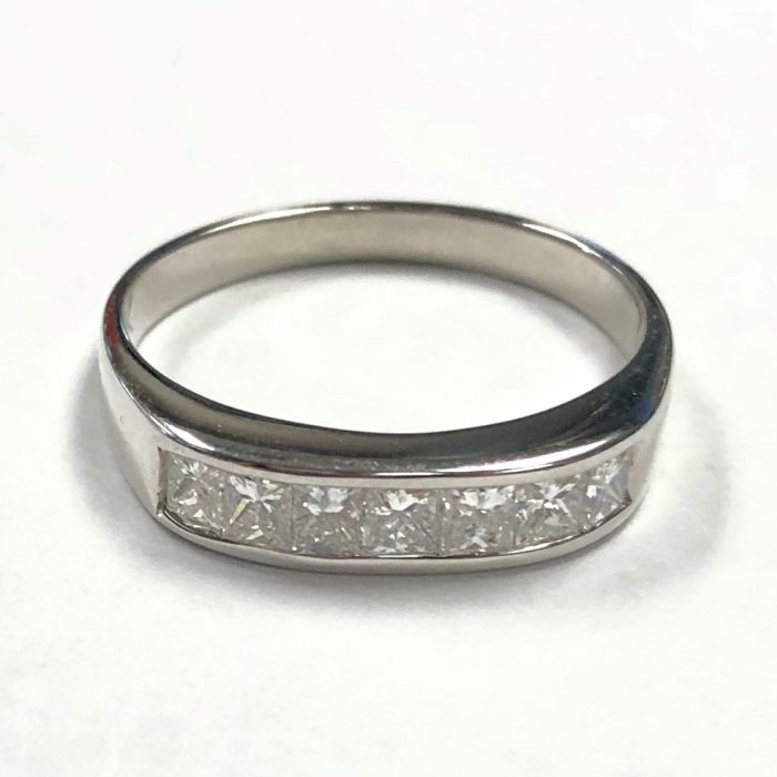Men's 14K White Gold Seven-Stone Channel Set Diamond Band, 1.20 ct tw