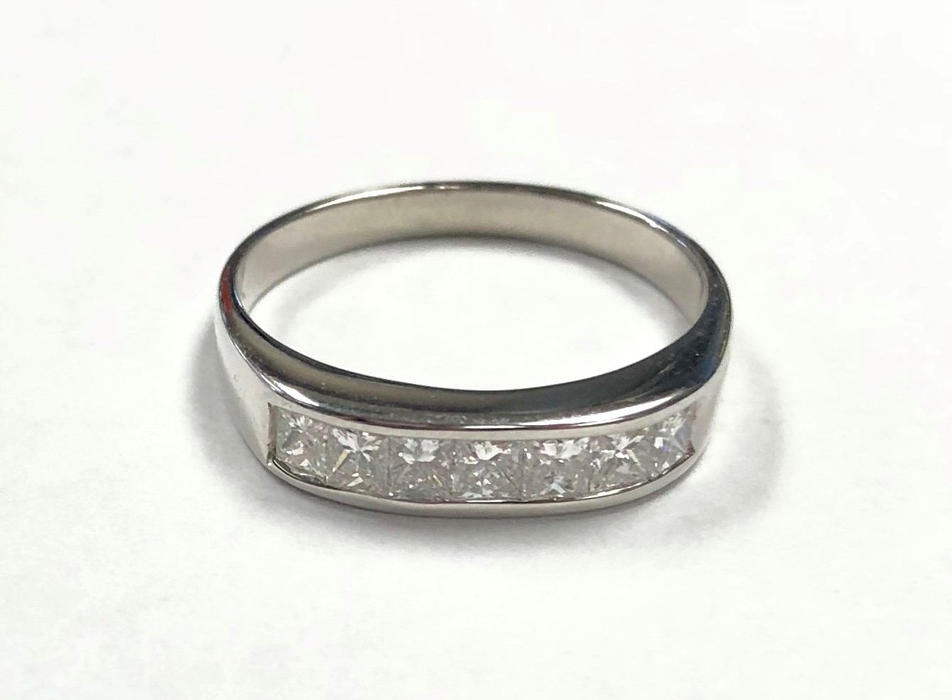 Men's 14K White Gold Seven-Stone Channel Set Diamond Band, 1.20 ct tw