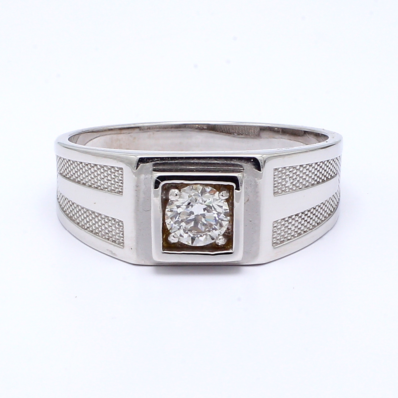 Men's 14K White Gold Solitaire Diamond Ring, 0.50 ct