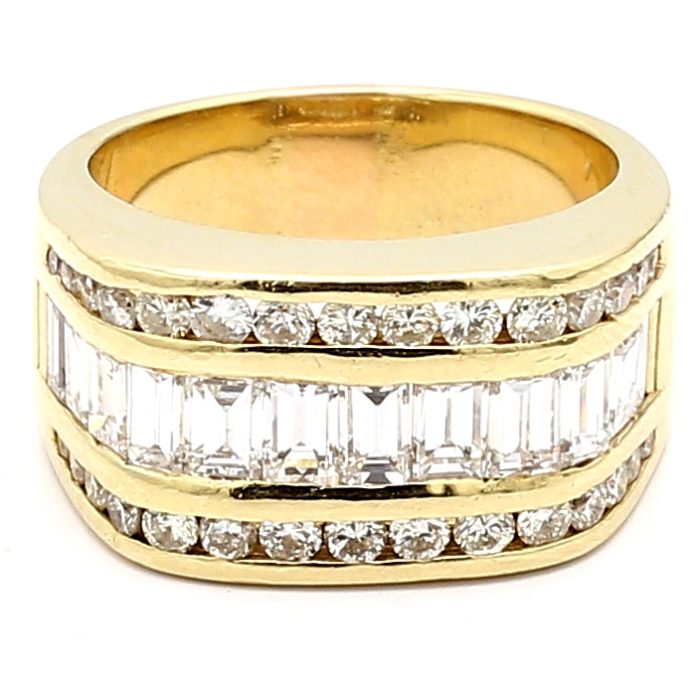 Men's 14K Yellow Gold Diamond Ring, 3.00 ct tw