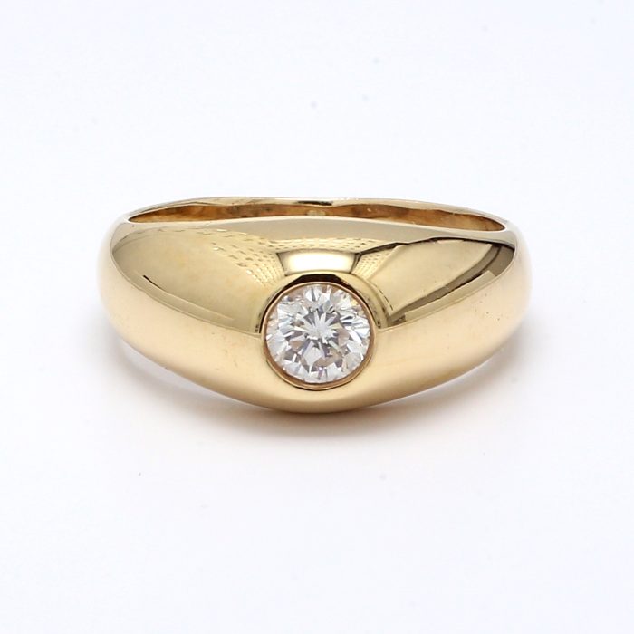Men's 14K Yellow Gold Solitaire Diamond Ring, 0.70 ct