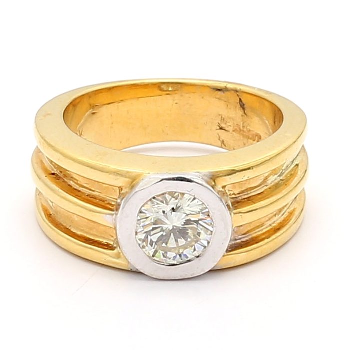 Men's 18K Two-Tone Gold Diamond Ring, 1.10 ct