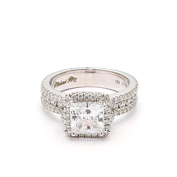 Michael M 18K White Gold Halo Diamond Semi-Mount, 1.06 ct tw