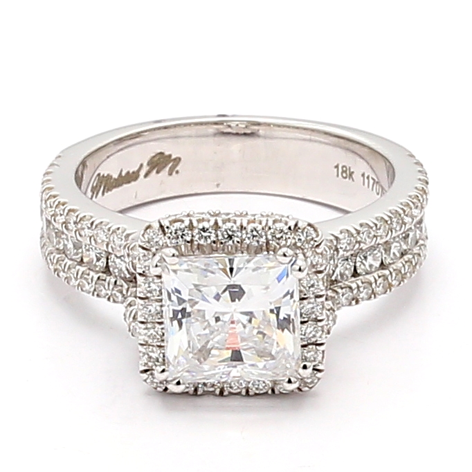 Michael M 18K White Gold Halo Diamond Semi-Mount, 1.06 ct tw