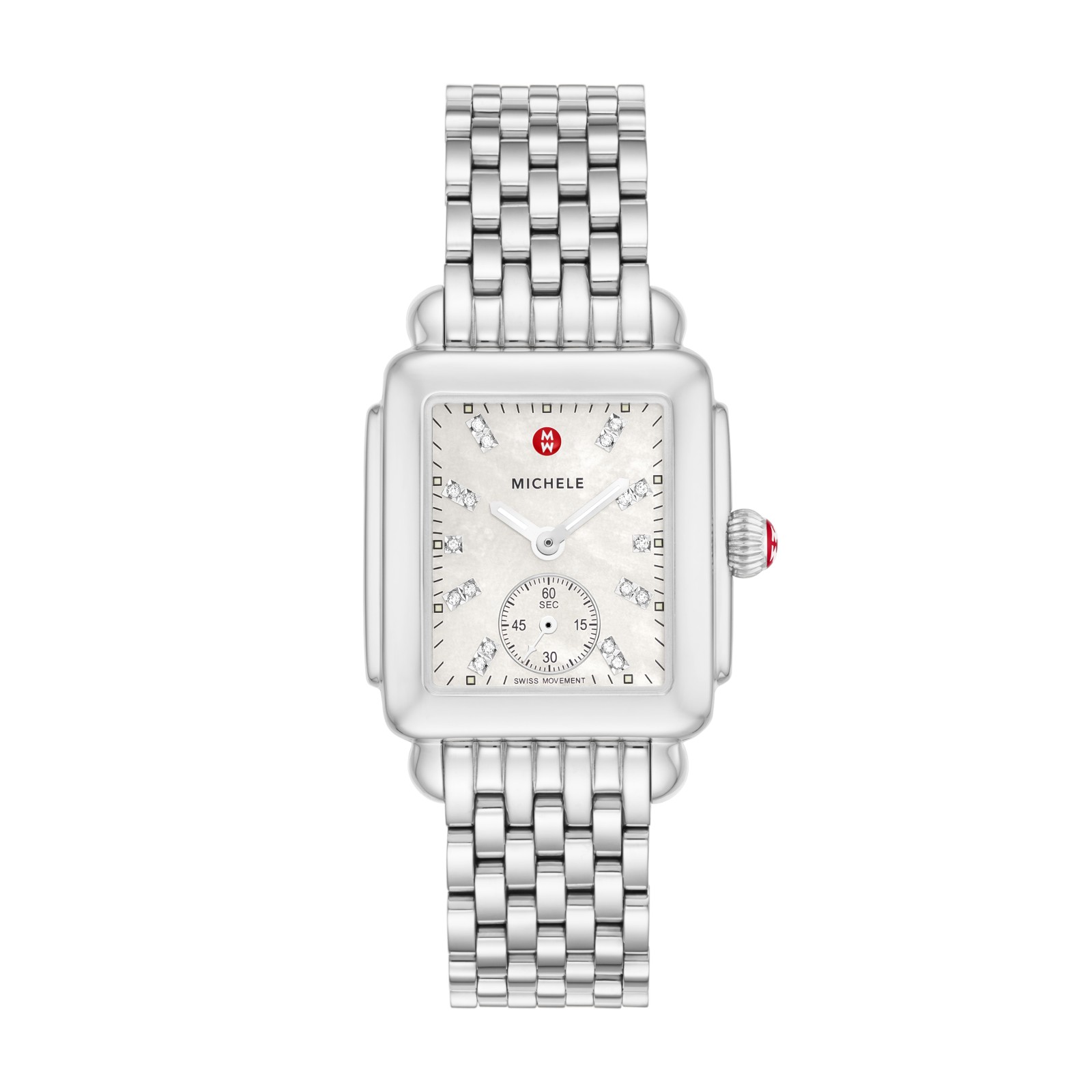 Michele Deco Mid Stainless Steel Diamond Dial Watch