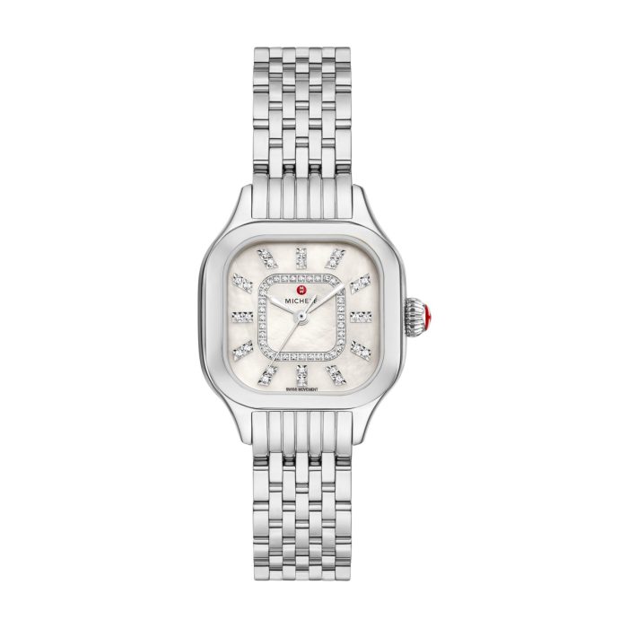 Michele Meggie Stainless Steel Diamond Dial Watch
