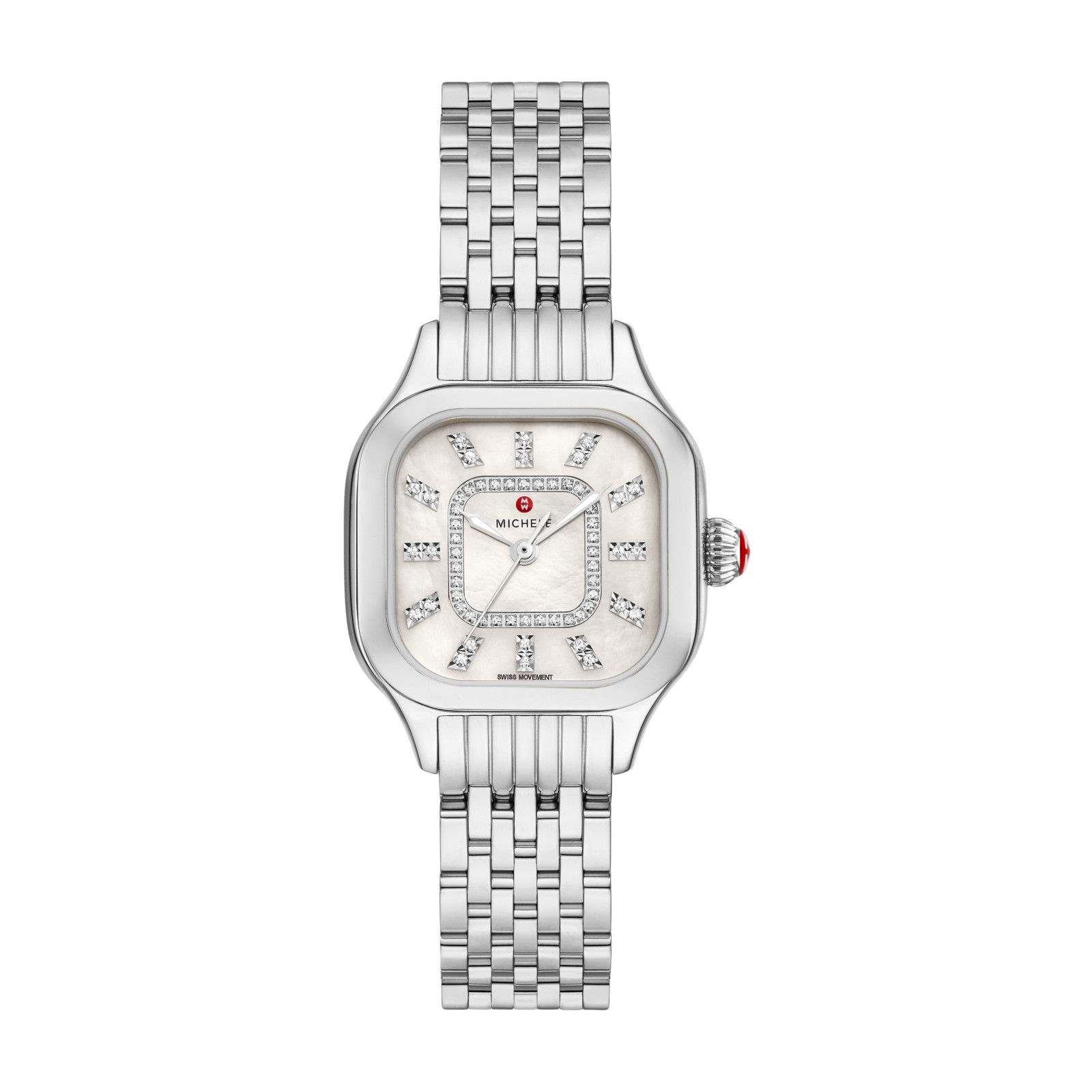 Michele Meggie Stainless Steel Diamond Dial Watch