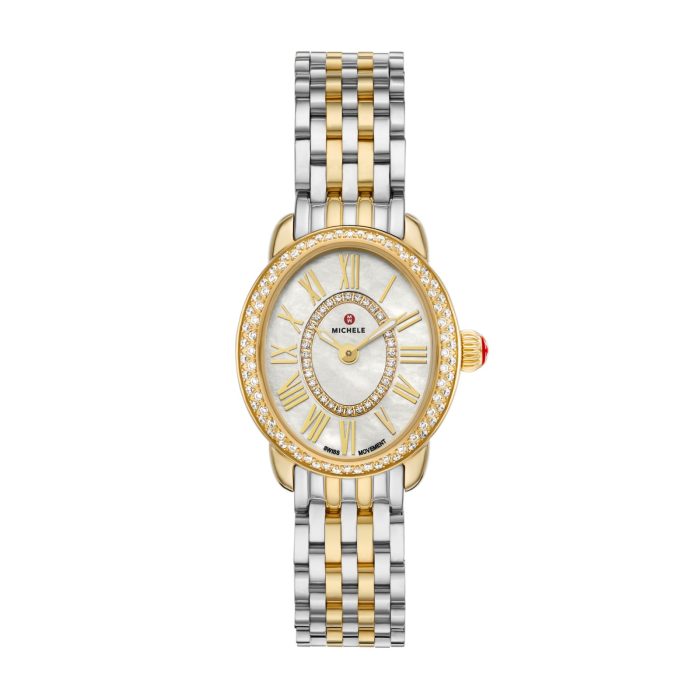 Michele Serein Oval Diamond Two-Tone 18K Gold-Plated Watch