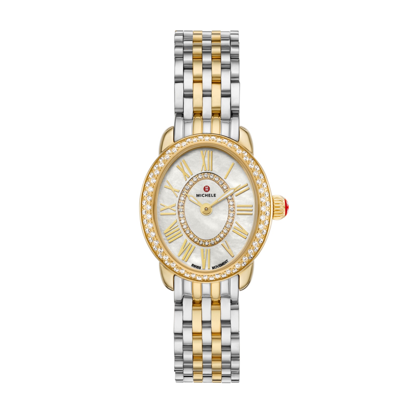 Michele Serein Oval Diamond Two-Tone 18K Gold-Plated Watch