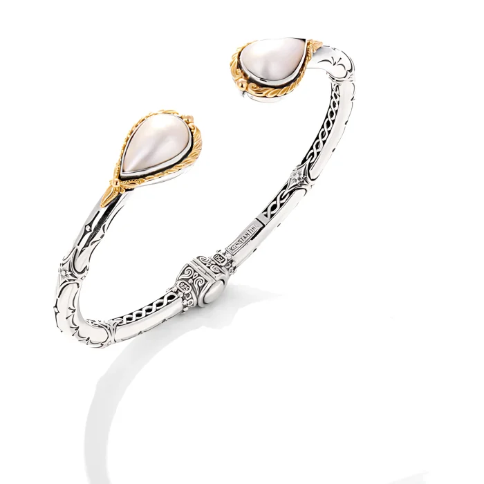 Konstantino Sterling Silver and 18k Yellow Gold Pearl Bracelet