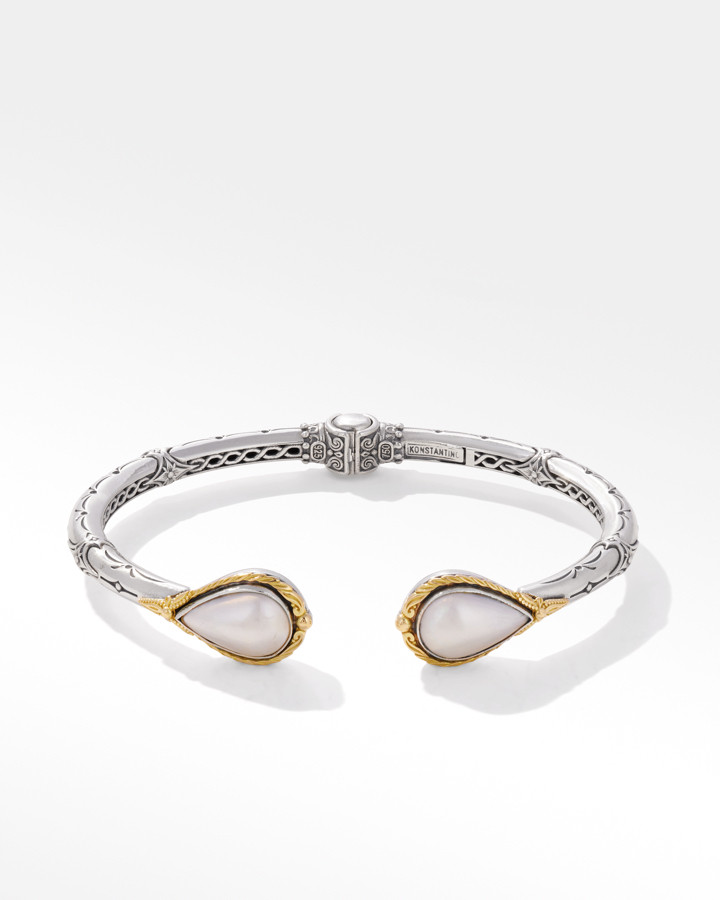 Konstantino Sterling Silver and 18k Yellow Gold Pearl Bracelet