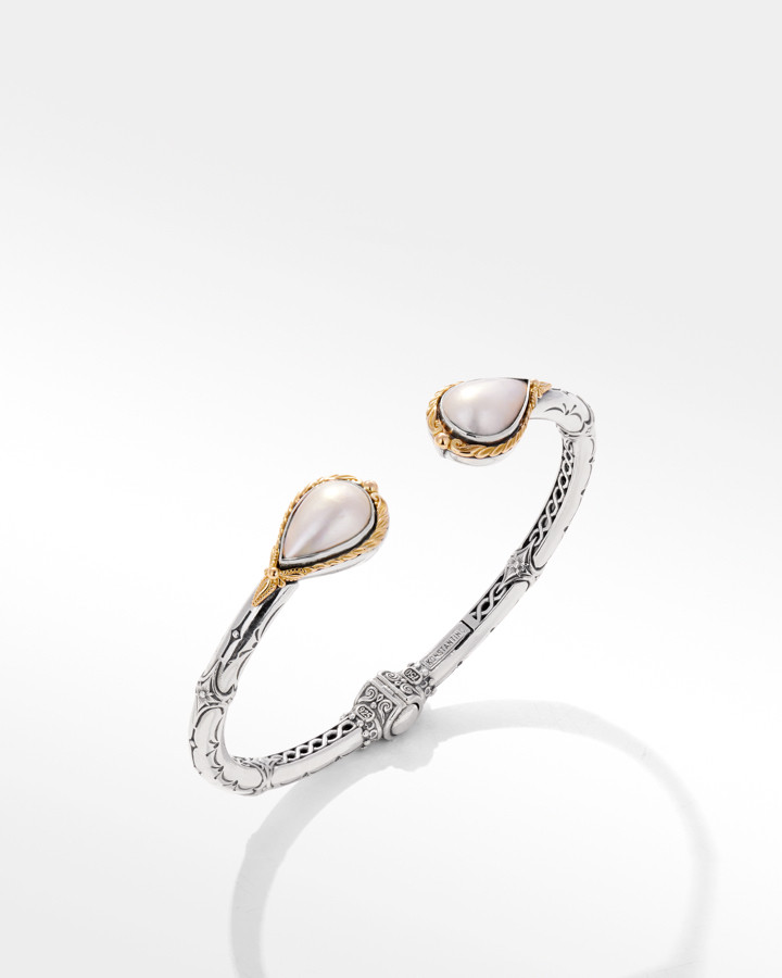 Konstantino Sterling Silver and 18k Yellow Gold Pearl Bracelet