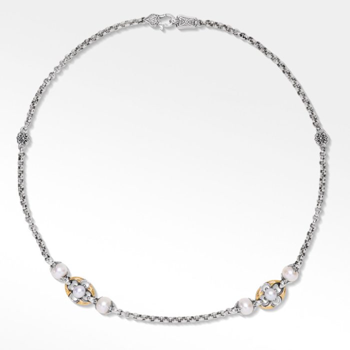 Konstantino Sterling Silver and 18k Yellow Gold Pearl Necklace