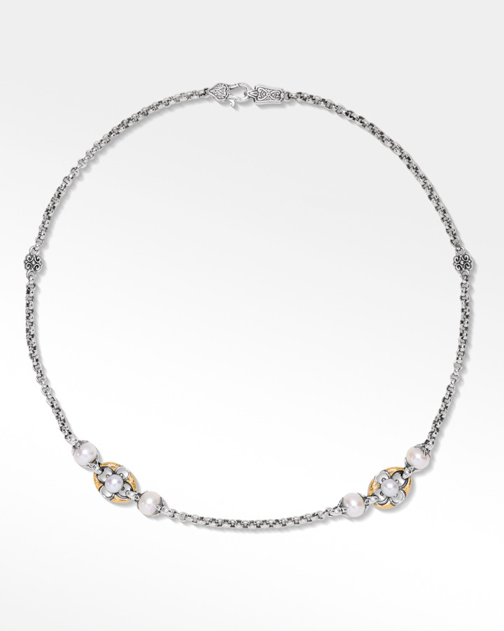 Konstantino Sterling Silver and 18k Yellow Gold Pearl Necklace