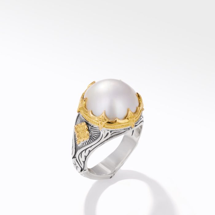 Konstantino Sterling Silver and 18k Yellow Gold Pearl Ring