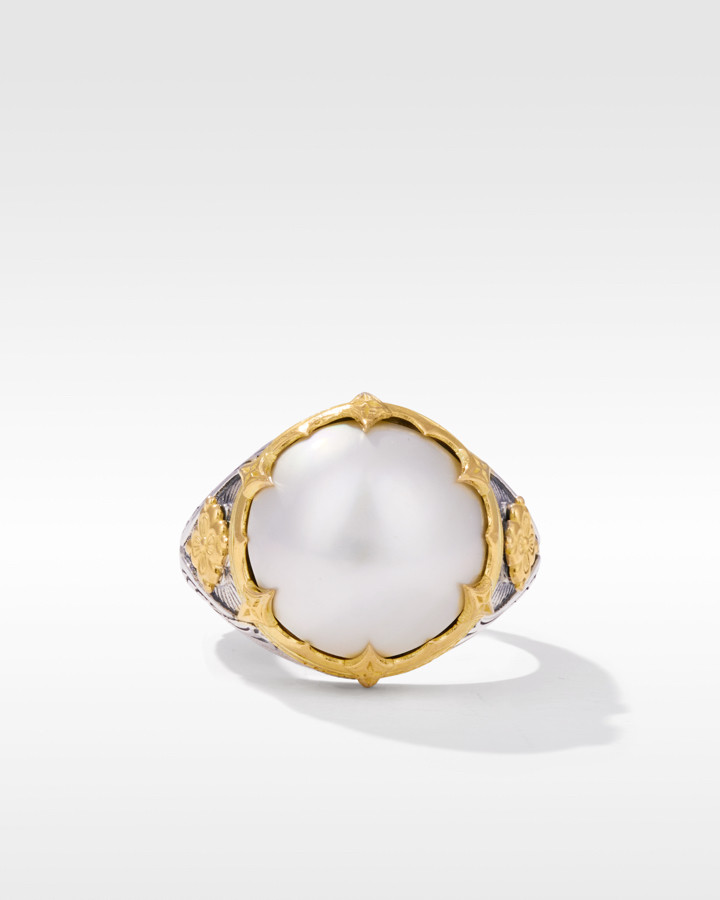 Konstantino Sterling Silver and 18k Yellow Gold Pearl Ring