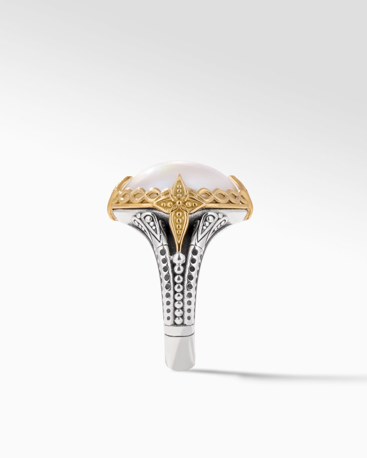 Konstantino Muse Sterling Silver and 18k Yellow Gold Oval Pearl Ring