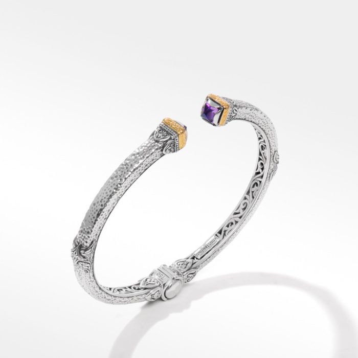 Konstantino Sterling Silver and 18k Yellow Gold Amethyst Bracelet