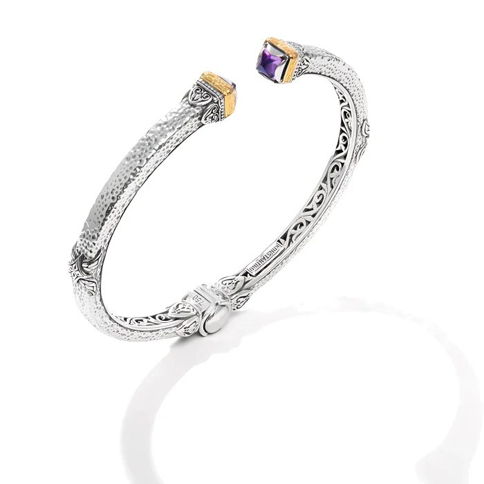 Konstantino Sterling Silver and 18k Yellow Gold Amethyst Bracelet