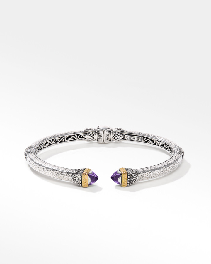Konstantino Sterling Silver and 18k Yellow Gold Amethyst Bracelet