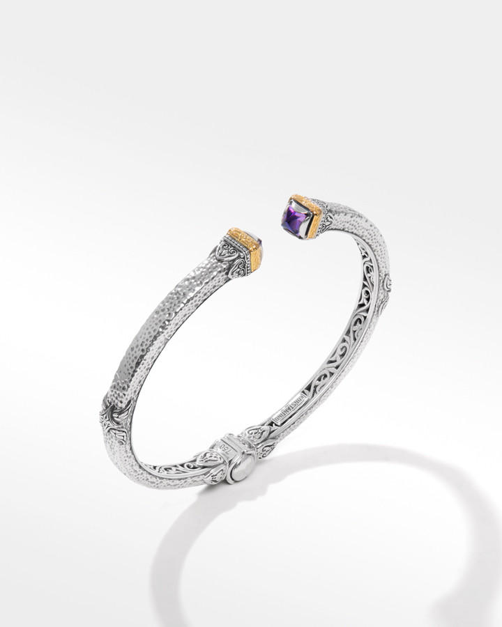 Konstantino Sterling Silver and 18k Yellow Gold Amethyst Bracelet