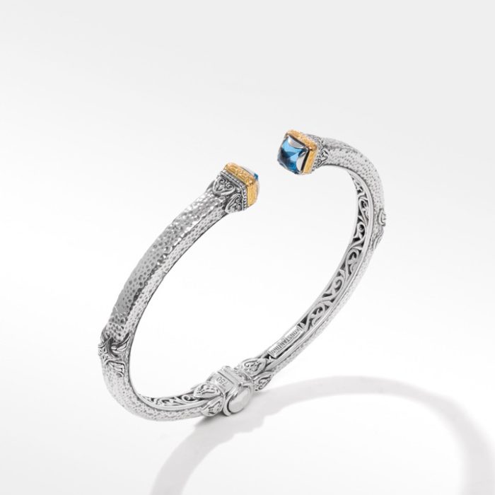 Konstantino Sterling Silver and Gold Swiss Blue Topaz Bracelet