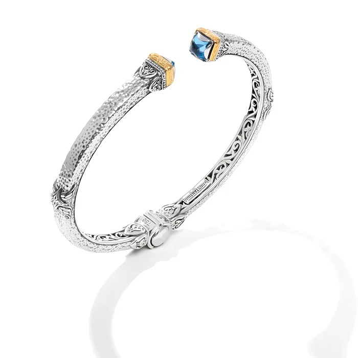 Konstantino Sterling Silver and Gold Swiss Blue Topaz Bracelet