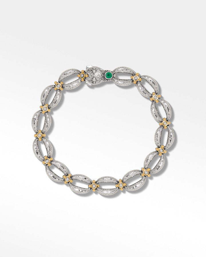 Konstantino Sterling Silver and 18k Yellow Gold Green Agate Bracelet