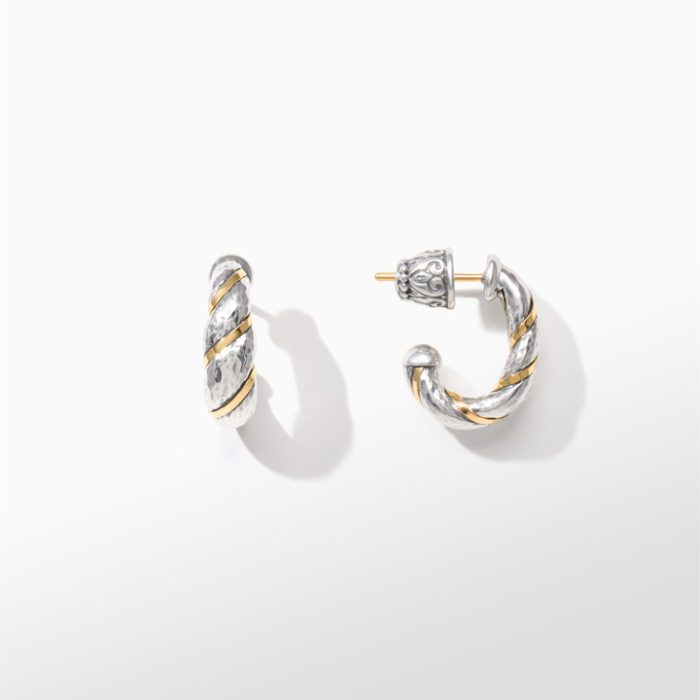 Konstantino Sterling Silver and 18k Yellow Gold Earrings