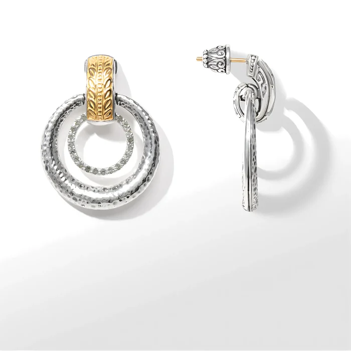 Konstantino Sterling Silver and Gold Green Tourmaline Quartz Earrings