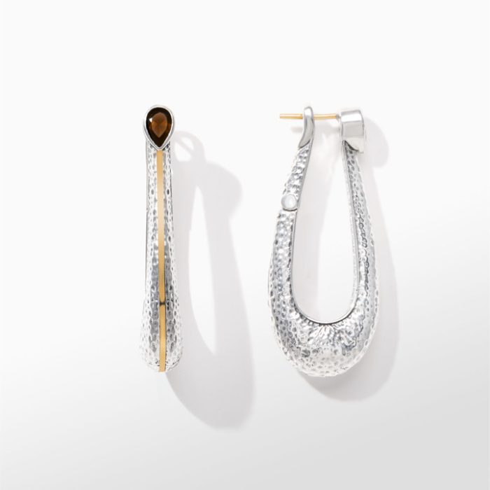 Konstantino Sterling Silver and Gold Smoky Quartz Earrings