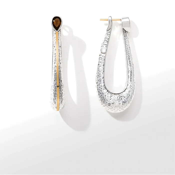 Konstantino Sterling Silver and Gold Smoky Quartz Earrings