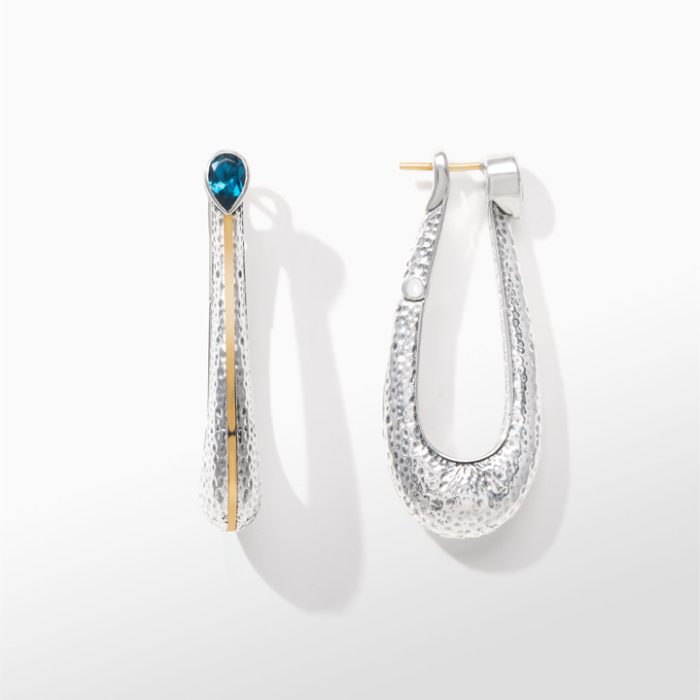 Konstantino Sterling Silver and Gold London Blue Topaz Earrings