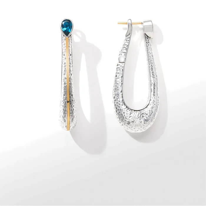 Konstantino Sterling Silver and Gold London Blue Topaz Earrings