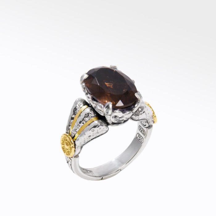 Konstantino Sterling Silver and Gold Smoky Quartz Ring