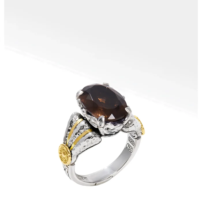 Konstantino Sterling Silver and Gold Smoky Quartz Ring