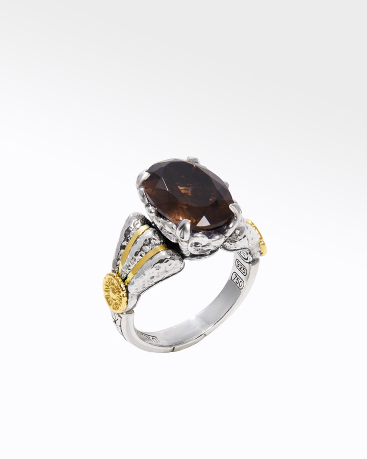 Konstantino Sterling Silver and Gold Smoky Quartz Ring