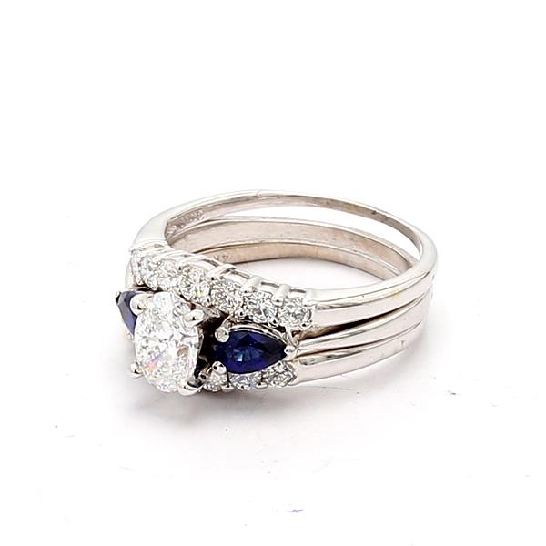 Oval Diamond and Sapphire Wedding Set – view 4