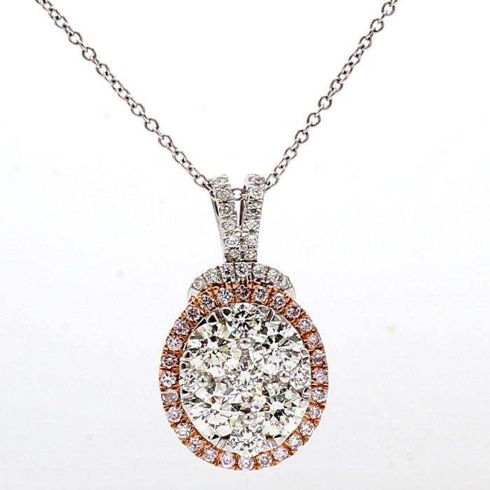 Pink and White Diamond Pendant, 1.50 ct tw