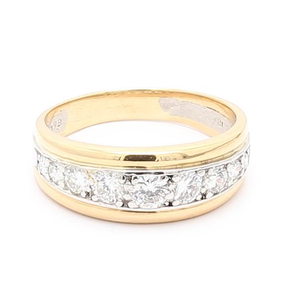 Platinum and 18K Yellow Gold Half-Way Diamond Band, 0.65 ct tw