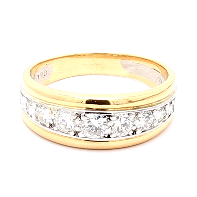 Platinum and 18K Yellow Gold Half-Way Diamond Band, 0.65 ct tw