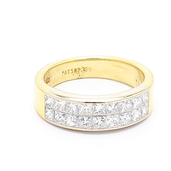 Platinum and 18K Yellow Gold Invisible-Set Princess Diamond Band, 1.50 ct tw