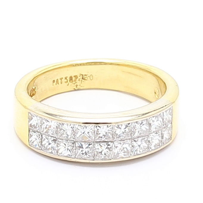 Platinum and 18K Yellow Gold Invisible-Set Princess Diamond Band, 1.50 ct tw