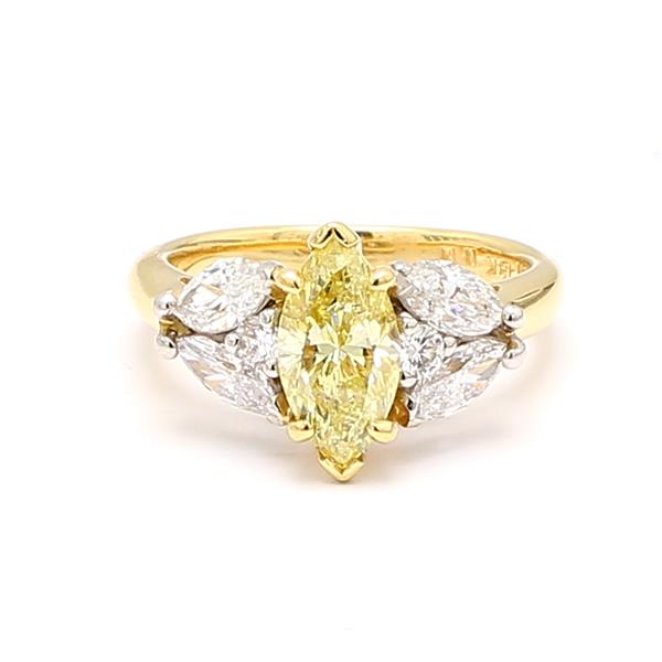 Platinum and 18K Yellow Gold Marquise Diamond Semi-Mount, 0.90 ct tw